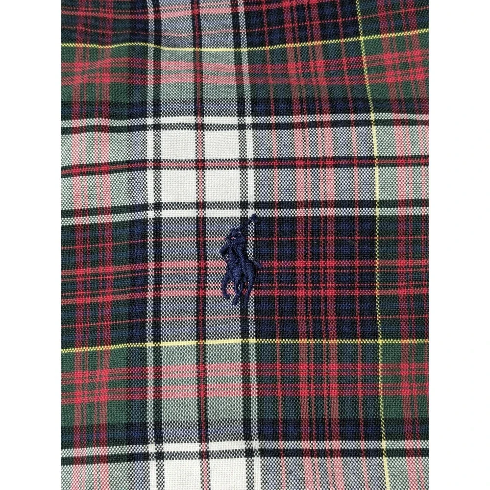 POLO RALPH LAUREN Men Small Red Blue Green Plaid Cotton Button-Up Shirt EUC‎